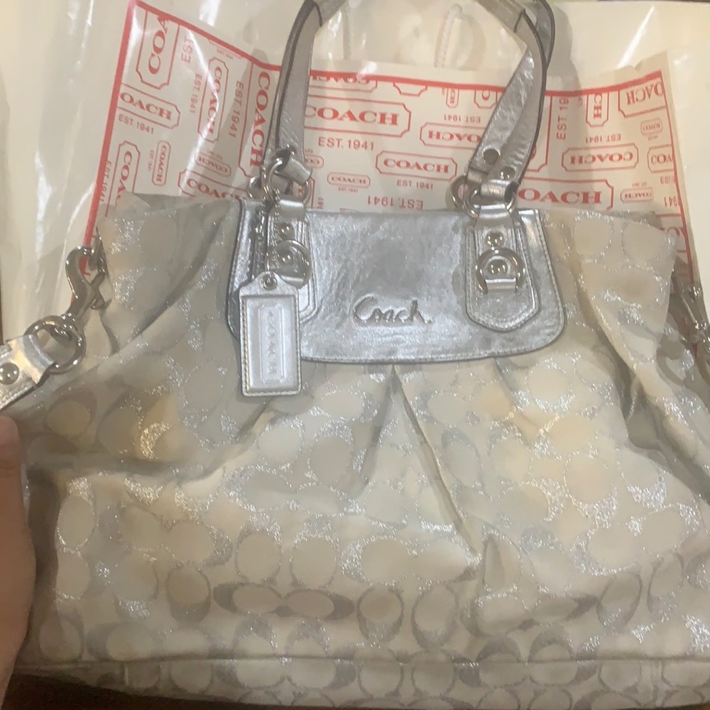 Silver coach bag